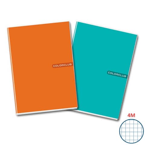 Maxi quaderno A4 copertina 200 gr/mq - 20+1 ff 80 gr/mq Colorclub quadretti 4 mm - 5711